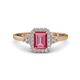 1 - Josie Rainbow Emerald Cut Pink Tourmaline and Round Diamond Halo Engagement Ring 