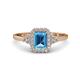 1 - Josie Rainbow Emerald Cut Blue Topaz and Round Diamond Halo Engagement Ring 