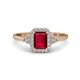 1 - Josie Rainbow Emerald Cut Lab Created Ruby and Round Diamond Halo Engagement Ring 