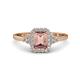 1 - Josie Rainbow Emerald Cut Morganite and Round Diamond Halo Engagement Ring 