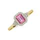3 - Josie Rainbow Emerald Cut Lab Created Pink Sapphire and Round Diamond Halo Engagement Ring 
