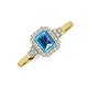 3 - Josie Rainbow Emerald Cut Blue Topaz and Round Diamond Halo Engagement Ring 