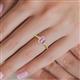 5 - Josie Rainbow Emerald Cut Lab Created Pink Sapphire and Round Diamond Halo Engagement Ring 