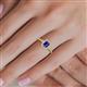 5 - Josie Rainbow Emerald Cut Iolite and Round Diamond Halo Engagement Ring 