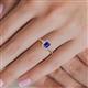 5 - Josie Rainbow Emerald Cut Iolite and Round Diamond Halo Engagement Ring 