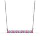 1 - Noela 2.70 mm Round Pink Sapphire and Diamond Horizontal Bar Pendant Necklace 