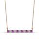 1 - Noela 2.70 mm Round Amethyst and Lab Grown Diamond Horizontal Bar Pendant Necklace 