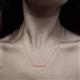 3 - Noela 2.70 mm Round Pink Tourmaline and Lab Grown Diamond Horizontal Bar Pendant Necklace 