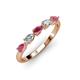 3 - Grace Pear Cut Rhodolite Garnet and Diamond 5 Stone Wedding Band 