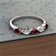 2 - Grace Pear Cut Red Garnet and Diamond 5 Stone Wedding Band 