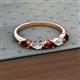 2 - Grace Pear Cut Red Garnet and Diamond 5 Stone Wedding Band 