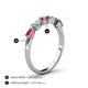 4 - Grace Pear Cut Rhodolite Garnet and Diamond 5 Stone Wedding Band 