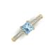 3 - Serina Classic Princess Cut Aquamarine and Round Diamond 3 Row Micro Pave Shank Engagement Ring 