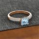 2 - Serina Classic Princess Cut Aquamarine and Round Diamond 3 Row Micro Pave Shank Engagement Ring 