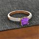 2 - Serina Classic Princess Cut Amethyst and Round Diamond 3 Row Micro Pave Shank Engagement Ring 