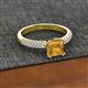 2 - Serina Classic Princess Cut Citrine and Round Diamond 3 Row Micro Pave Shank Engagement Ring 