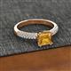 2 - Serina Classic Princess Cut Citrine and Round Diamond 3 Row Micro Pave Shank Engagement Ring 