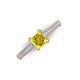 3 - Serina Classic Princess Cut Lab Created Yellow Sapphire and Round Diamond 3 Row Micro Pave Shank Engagement Ring 