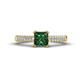 1 - Serina Classic Round Diamond and Lab Created Alexandrite 3 Row Micro Pave Shank Engagement Ring 