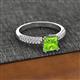 2 - Serina Classic Princess Cut Peridot and Round Diamond 3 Row Micro Pave Shank Engagement Ring 