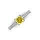 3 - Serina Classic Princess Cut Lab Created Yellow Sapphire and Round Diamond 3 Row Micro Pave Shank Engagement Ring 