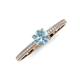 3 - Serina Classic Round Aquamarine and Diamond 3 Row Micro Pave Shank Engagement Ring 