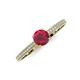 3 - Serina Classic Round Ruby and Diamond 3 Row Micro Pave Shank Engagement Ring 