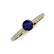 3 - Serina Classic Round Blue Sapphire and Diamond 3 Row Micro Pave Shank Engagement Ring 