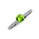 3 - Serina Classic Round Peridot and Lab Grown Diamond 3 Row Micro Pave Shank Engagement Ring 