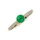 3 - Serina Classic Round Emerald and Lab Grown Diamond 3 Row Micro Pave Shank Engagement Ring 