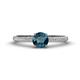 1 - Serina Classic Round Blue Diamond and White Lab Grown Diamond 3 Row Micro Pave Shank Engagement Ring 
