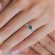 5 - Serina Classic Round Blue Diamond and White Lab Grown Diamond 3 Row Micro Pave Shank Engagement Ring 