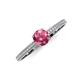 3 - Serina Classic Round Pink Tourmaline and Lab Grown Diamond 3 Row Micro Pave Shank Engagement Ring 