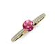 3 - Serina Classic Round Pink Tourmaline and Lab Grown Diamond 3 Row Micro Pave Shank Engagement Ring 