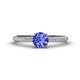 1 - Serina Classic Round Tanzanite and Lab Grown Diamond 3 Row Micro Pave Shank Engagement Ring 