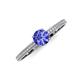 3 - Serina Classic Round Tanzanite and Lab Grown Diamond 3 Row Micro Pave Shank Engagement Ring 