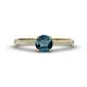 1 - Serina Classic Round Blue Diamond and White Lab Grown Diamond 3 Row Micro Pave Shank Engagement Ring 