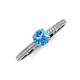 3 - Serina Classic Round Blue Topaz and Lab Grown Diamond 3 Row Micro Pave Shank Engagement Ring 