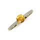 3 - Serina Classic Round Citrine and Lab Grown Diamond 3 Row Micro Pave Shank Engagement Ring 