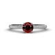 1 - Serina Classic Round Red Garnet and Lab Grown Diamond 3 Row Micro Pave Shank Engagement Ring 
