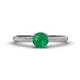 1 - Serina Classic Round Emerald and Lab Grown Diamond 3 Row Micro Pave Shank Engagement Ring 