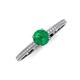 3 - Serina Classic Round Emerald and Lab Grown Diamond 3 Row Micro Pave Shank Engagement Ring 