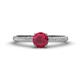 1 - Serina Classic Round Ruby and Lab Grown Diamond 3 Row Micro Pave Shank Engagement Ring 