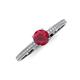 3 - Serina Classic Round Ruby and Lab Grown Diamond 3 Row Micro Pave Shank Engagement Ring 