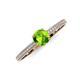 3 - Serina Classic Round Peridot and Lab Grown Diamond 3 Row Micro Pave Shank Engagement Ring 