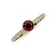 3 - Serina Classic Round Red Garnet and Lab Grown Diamond 3 Row Micro Pave Shank Engagement Ring 