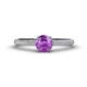 1 - Serina Classic Round Amethyst and Lab Grown Diamond 3 Row Micro Pave Shank Engagement Ring 
