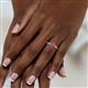 6 - Serina Classic Round Rhodolite Garnet and Lab Grown Diamond 3 Row Micro Pave Shank Engagement Ring 