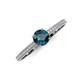 3 - Serina Classic Round Blue Diamond and White Lab Grown Diamond 3 Row Micro Pave Shank Engagement Ring 