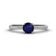 1 - Serina Classic Round Blue Sapphire and Lab Grown Diamond 3 Row Micro Pave Shank Engagement Ring 